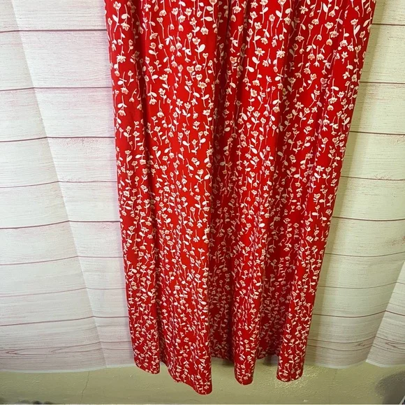 Lands End Red Floral Twist Front Floral Maxi Dress Size Large - Picture 4 of 10